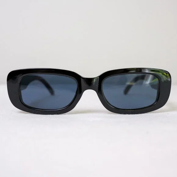 y2k rectangle retro style Black Frame, Dark Lens frame sunglasses - Picture 4 of 8